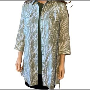 Summer Linen Jacket Fern Leaves